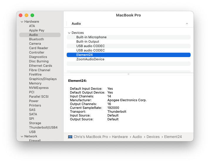 Apogeeインターフェイスが認識されない、Apogee Control やApogee